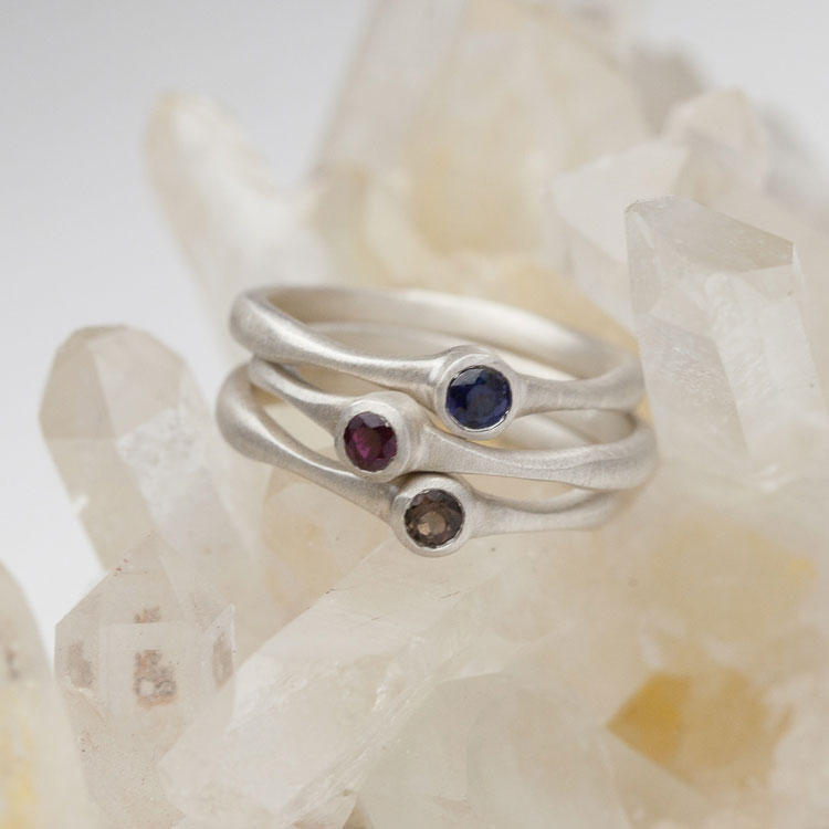 Bezel Birthstone Ring {Sterling Silver}