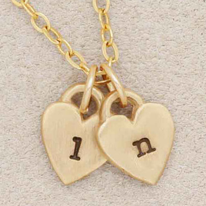 Cherished Hearts Initials Necklace {Gold Plated}