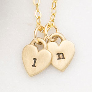 Cherished Hearts Initials Necklace {14k gold}