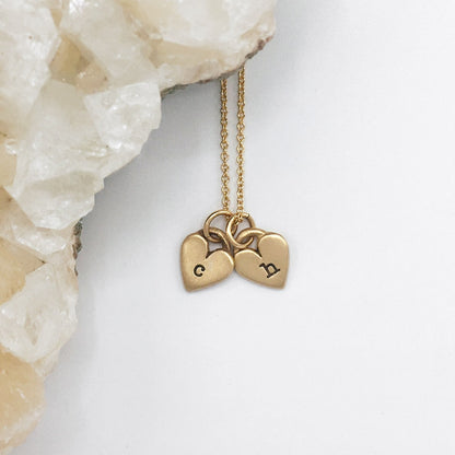 Cherished Hearts Initials Necklace {Gold Plated}