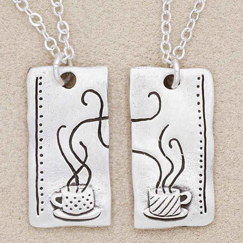 Coffee And Tea Necklace Set {Sterling Silver}