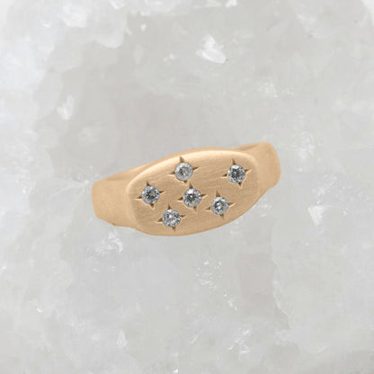 Constellation ring handcrafted in 10k yellow gold set with birthstones and crystal gemstones 