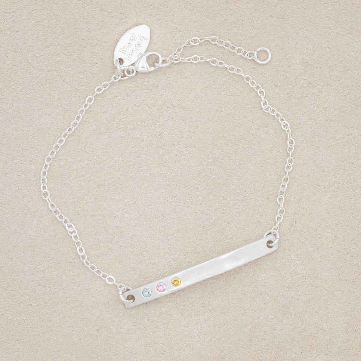 Cross bar birthstone bracelet sterling silver with choice of up to 6 birthstones