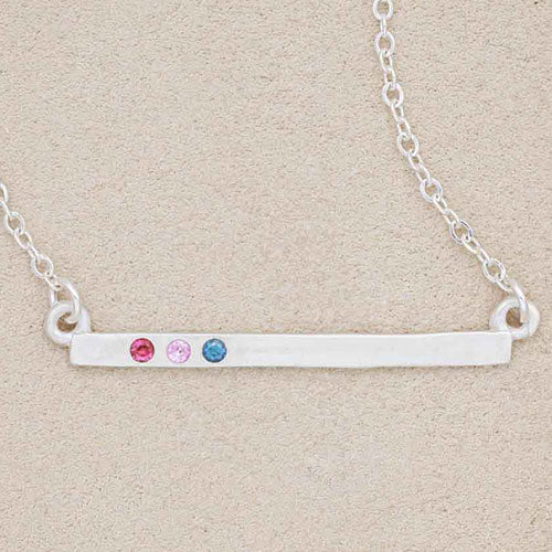 Cross Bar Birthstone Necklace {Sterling Silver}