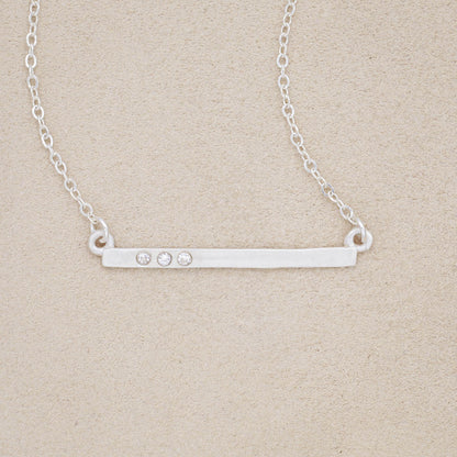 Cross bar crystal necklace handcrafted in sterling silver  hand-set with up to four 2mm cubic zirconia stones