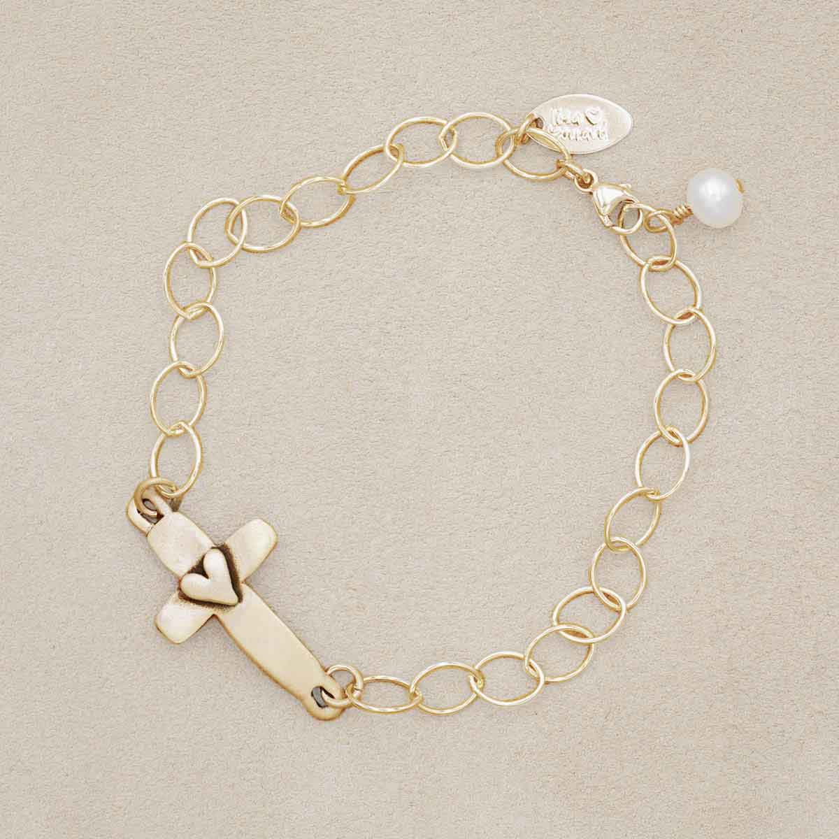 cross of faith bracelet 14k gold