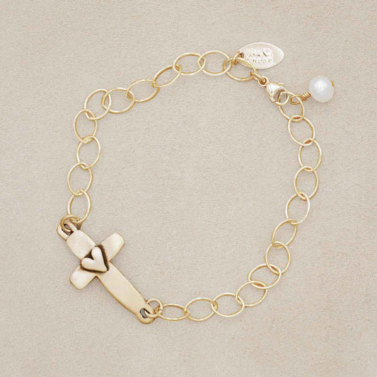 cross of faith bracelet 14k gold