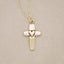 Handcrafted 14k yellow gold cross of faith necklace strung on a gold-filled link chain