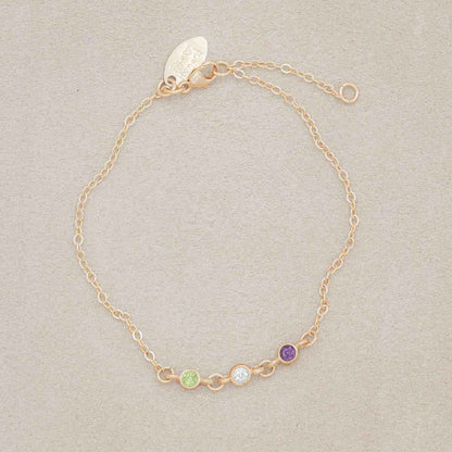 10k yellow gold Dainty Finespun Birthstone Bracelet - Medium personalized with 3mm birthstones