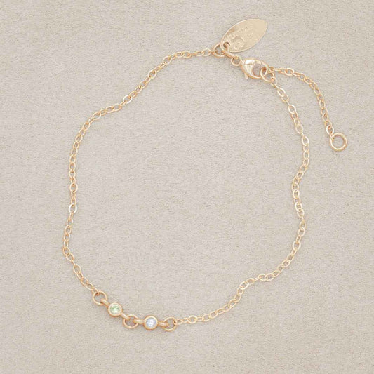 10k yellow gold Dainty Finespun Birthstone Bracelet - Small, personalized with 2mm birthstones