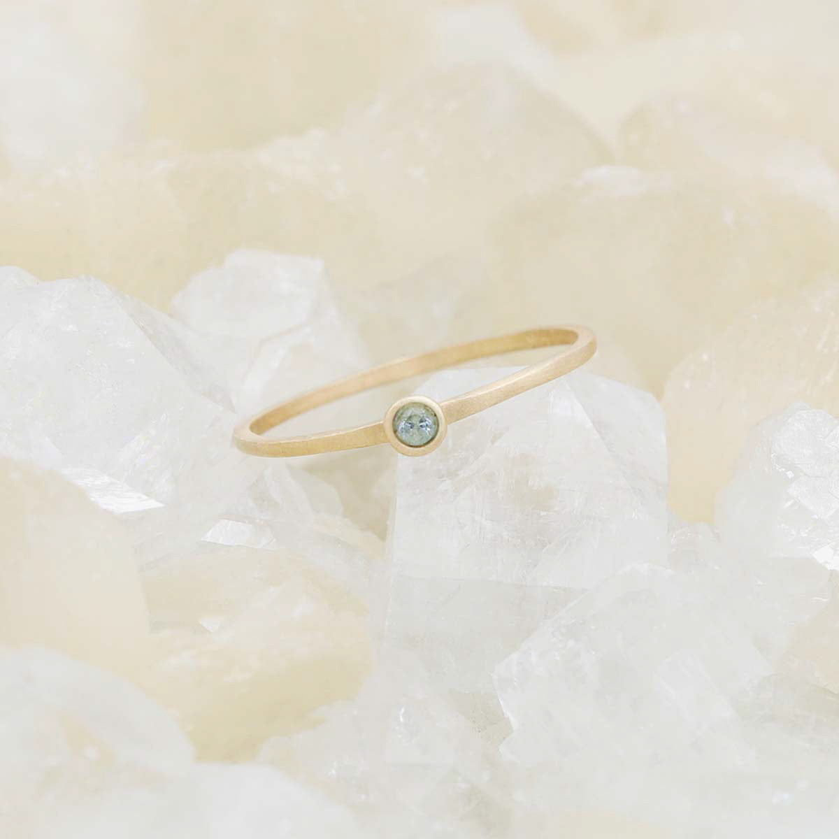 handcrafted 10k yellow gold Dainty finespun birthstone ring with a genuine birthstone or conflict free diamond