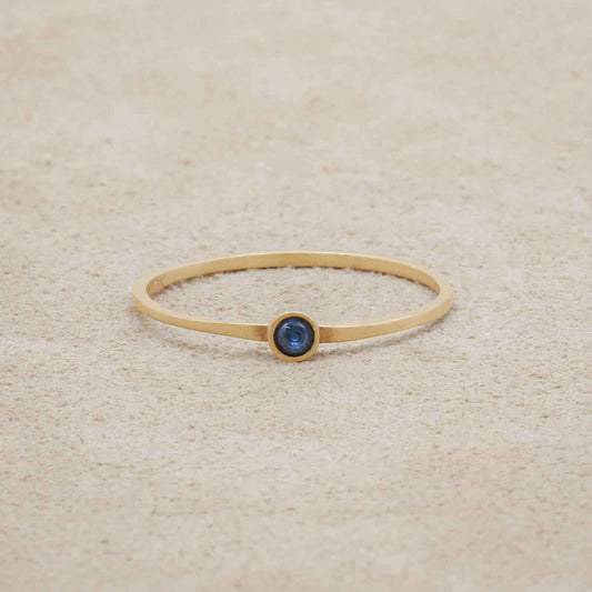 handcrafted 10k yellow gold Dainty finespun birthstone ring with a genuine birthstone or conflict free diamond