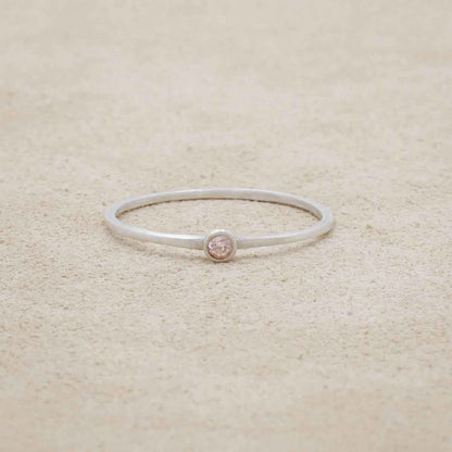 sterling silver Dainty finespun birthstone ring with a genuine birthstone or conflict free diamond