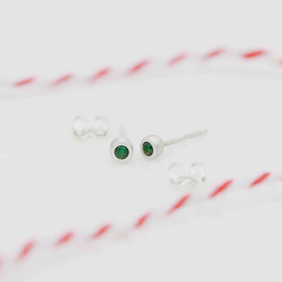 Dainty Finespun Birthstone Stud Earrings - Small {Sterling Silver}