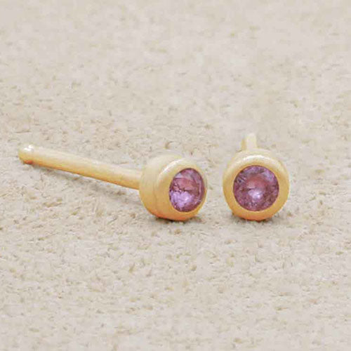 10K yellow gold Dainty Finespun Birthstone Stud Earrings - Small 