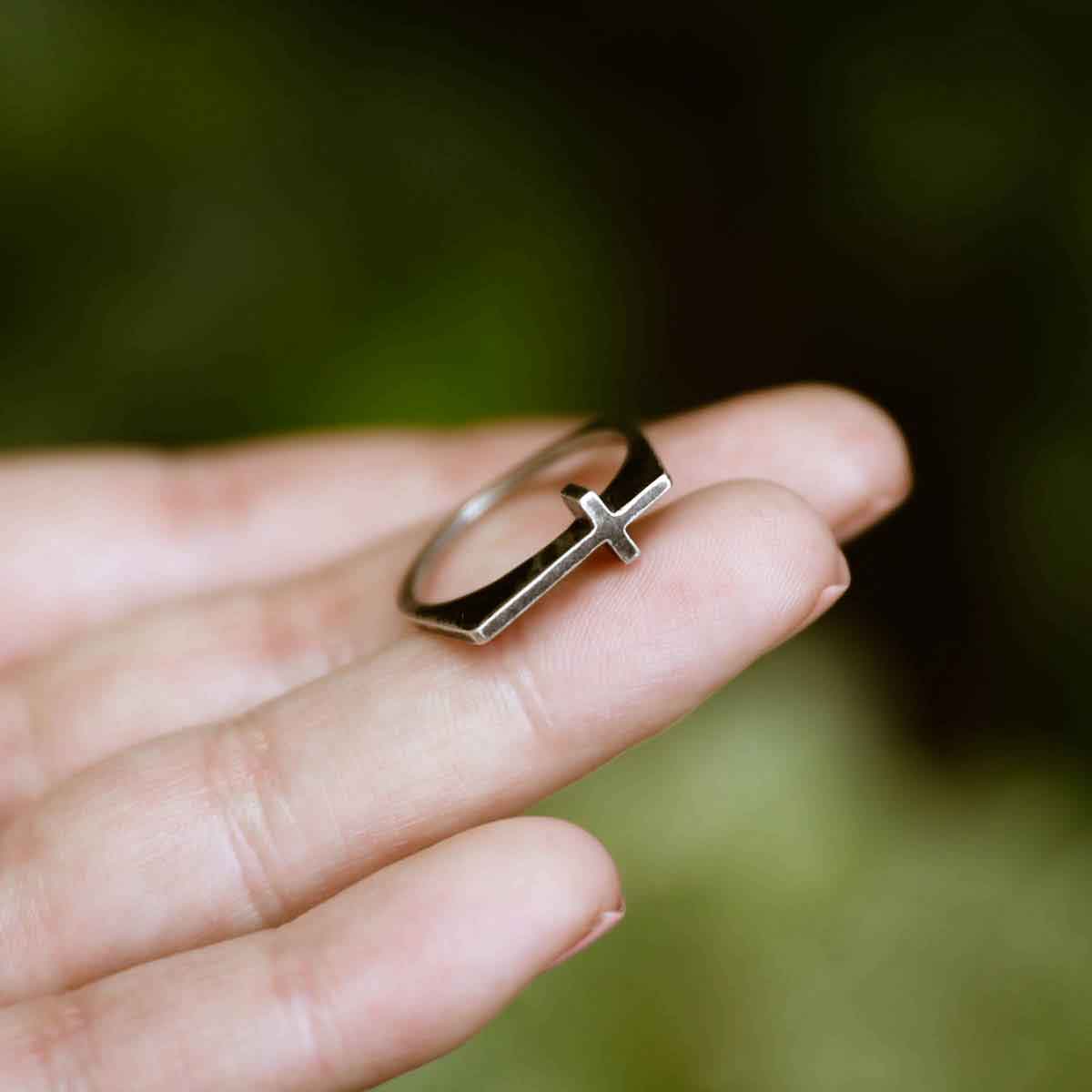 blackened sterling silver Dimensions Cross Ring