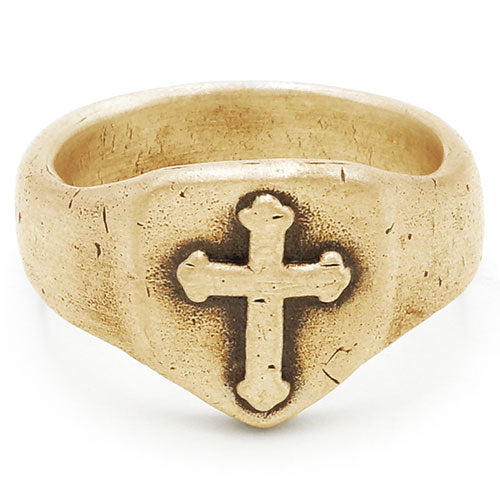 Faith Hope & Love Cross Signet Ring [10k Gold]