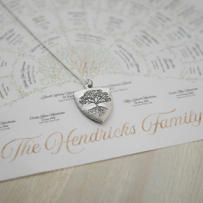 Family Tree Shield Necklace [Sterling Silver]