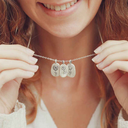 February Birth Flower Necklace in Sterling Silver