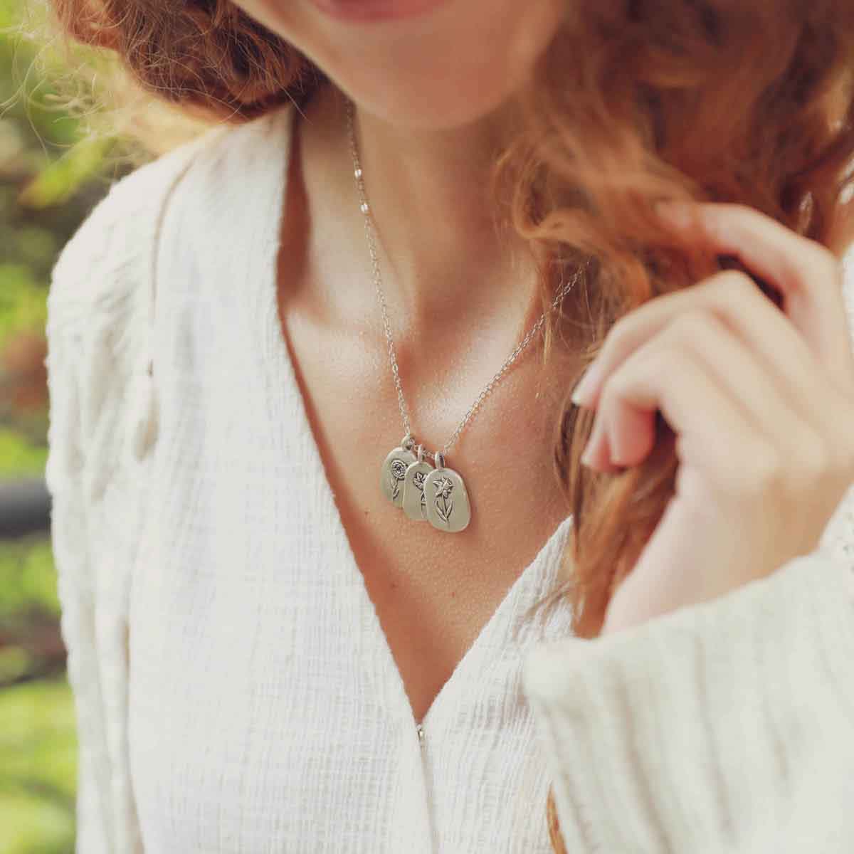 girl wearing a sterling silver January