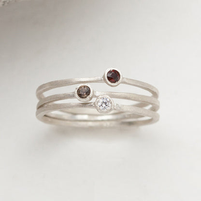 Dainty Finespun Birthstone Ring Trio {Sterling Silver}