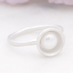 Nesting Freshwater Large Pearl Ring {Sterling Silver}