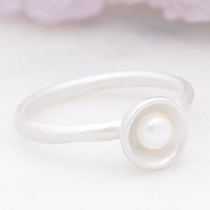 Nesting Freshwater Small Pearl Ring {Sterling Silver}