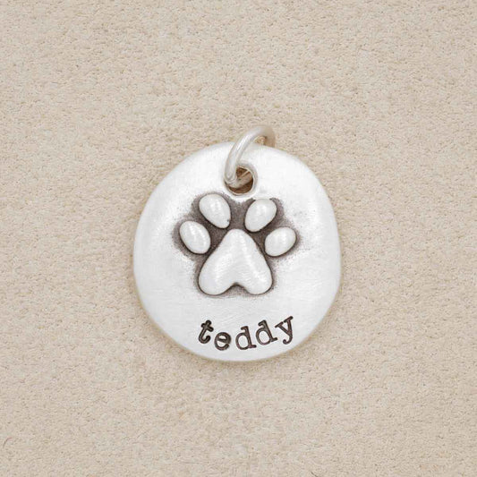 Furry Footprint Charm {Sterling Silver}