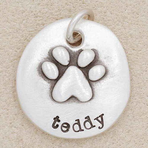 Furry Footprint Charm {Sterling Silver}