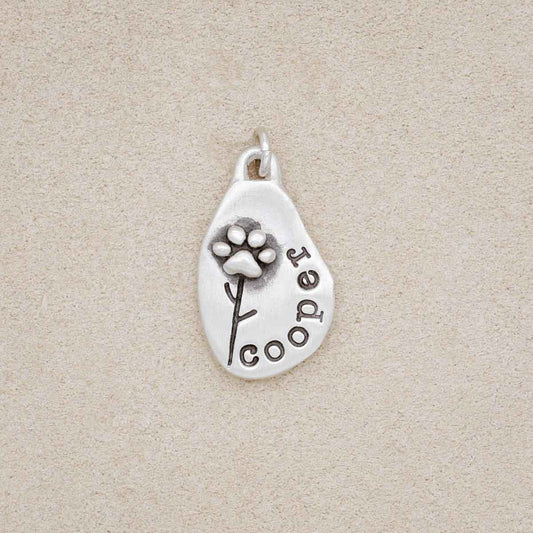 Furry Footprint Flower Charm {Sterling Silver}