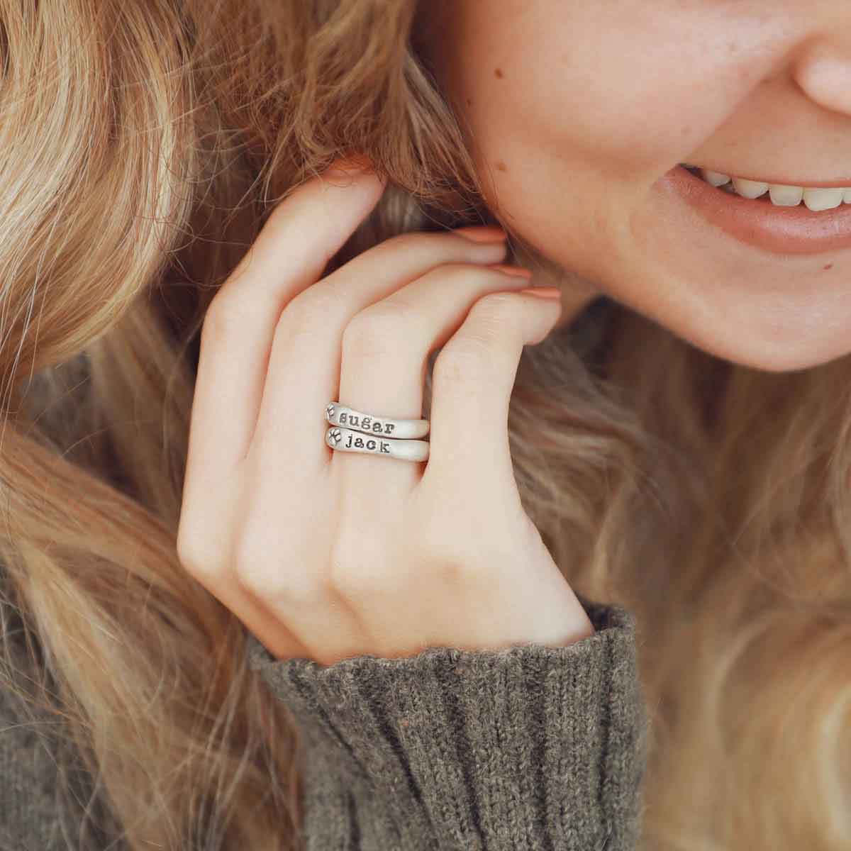 Furry Footprint Stacking Ring {Sterling Silver}