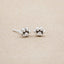 Furry Footprint Stud Earrings handcrafted in sterling silver, on suede