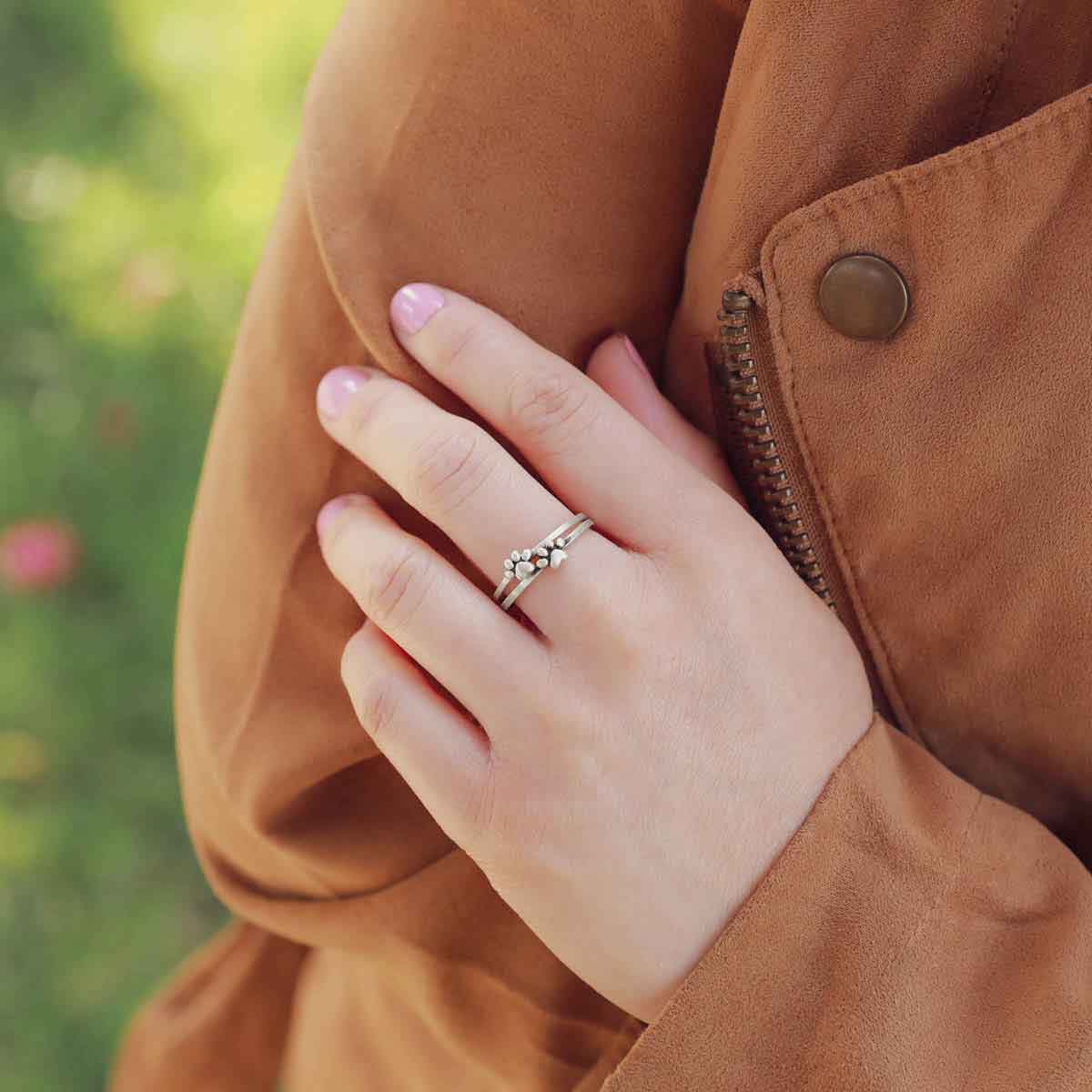 Furry Footprint Dainty Ring handcrafted in sterling silver