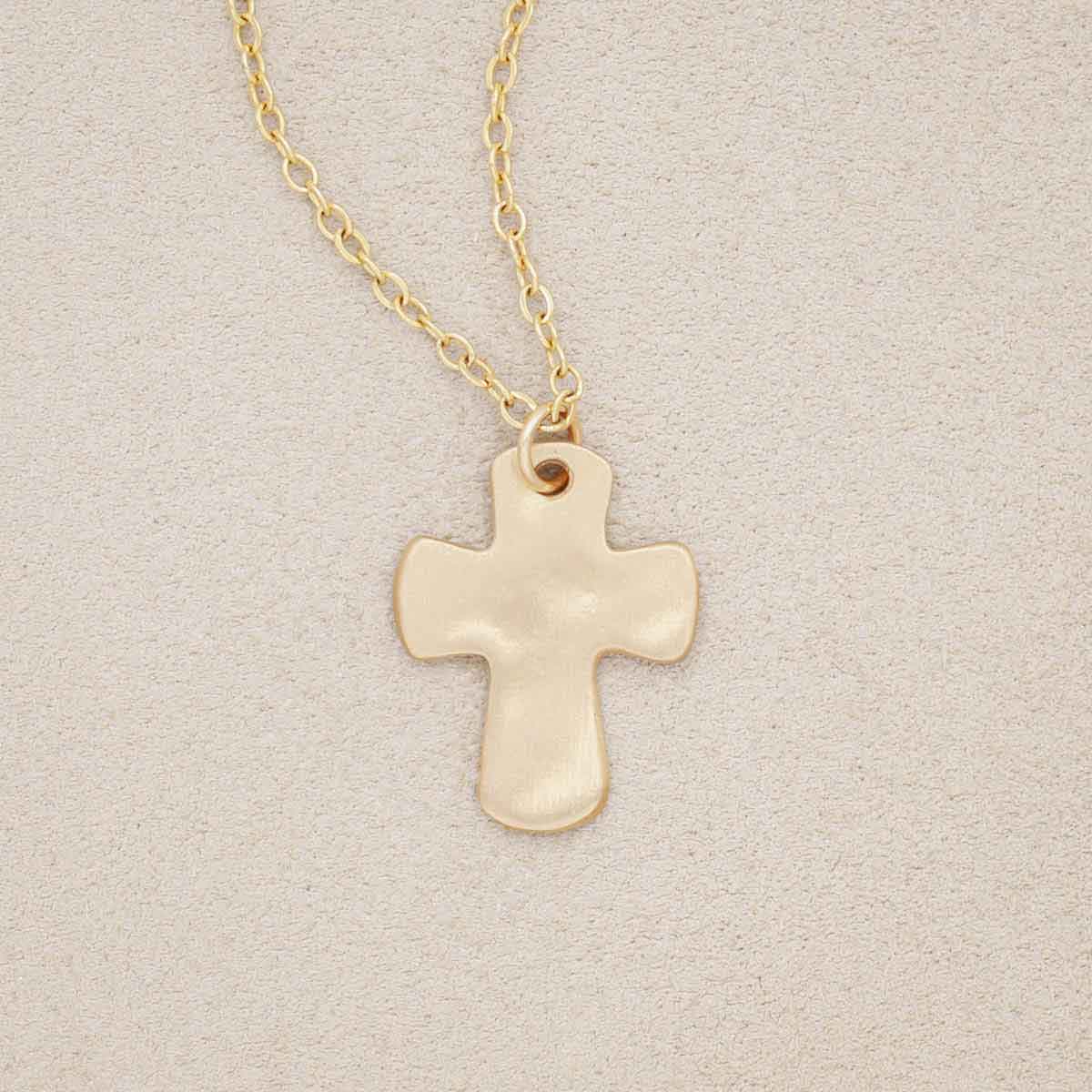 Grace for today cross necklace handcrafted in 14k yellow gold with a cross charm strung on choice of chain