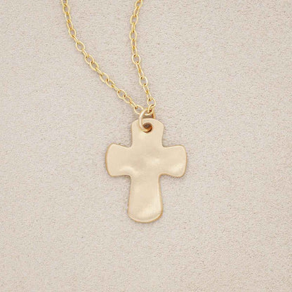 Grace for today cross necklace handcrafted in 14k yellow gold with a cross charm strung on choice of chain