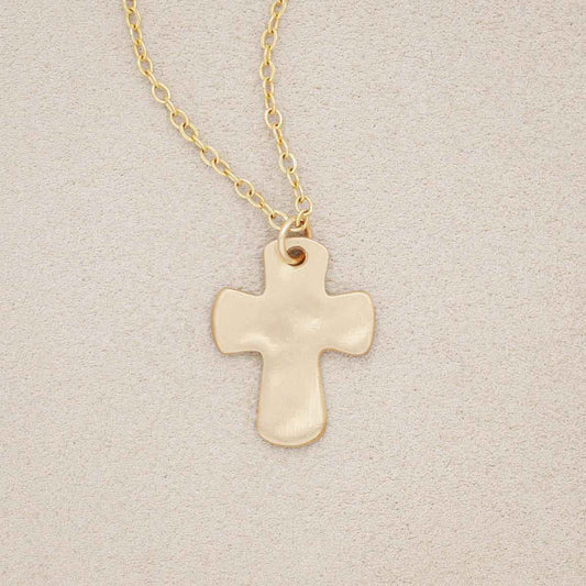 Grace for today cross necklace handcrafted in 14k yellow gold with a cross charm strung on choice of chain