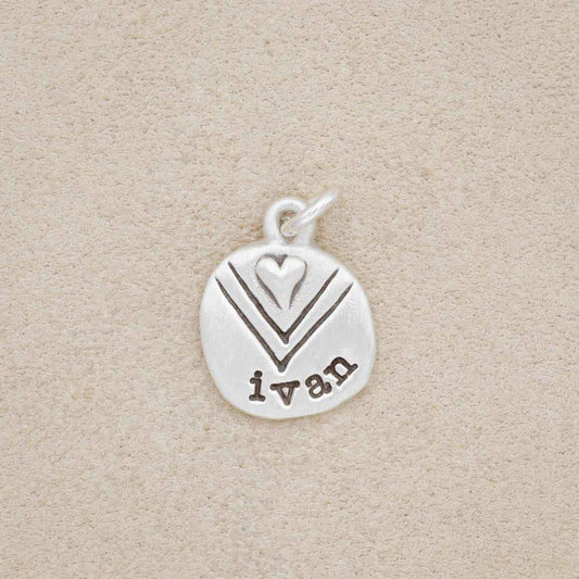 Heart with Chevron Charm {Sterling Silver}