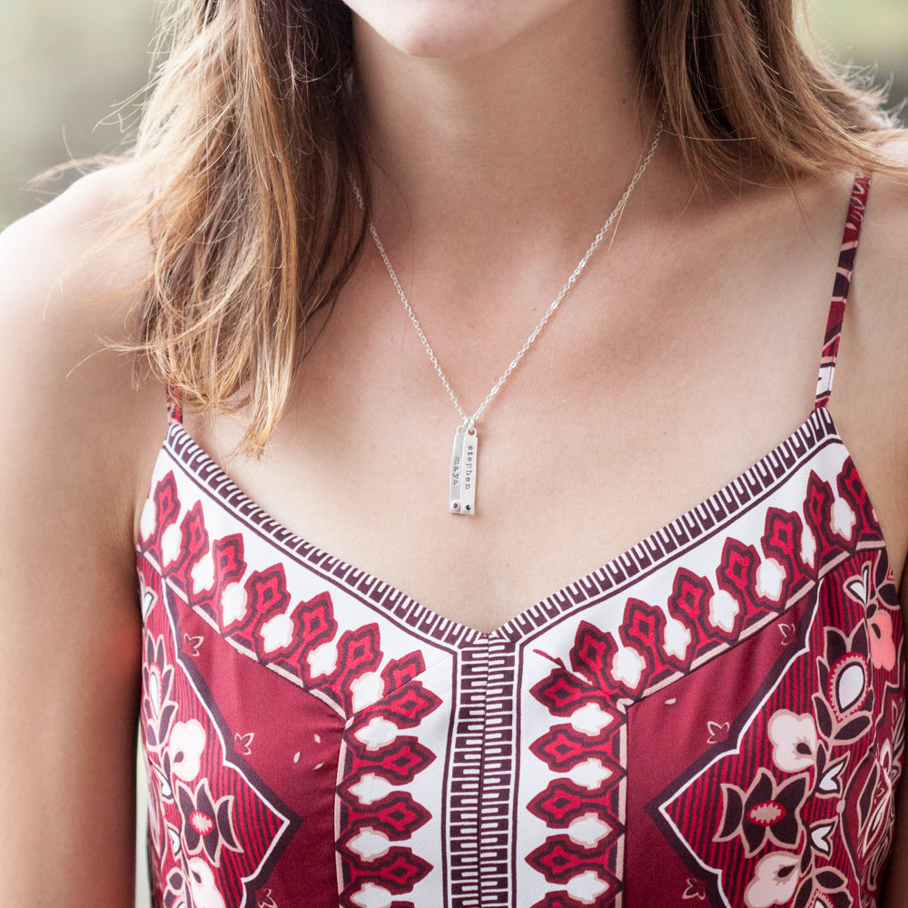 Bezel Birthstone Necklace {Sterling Silver}