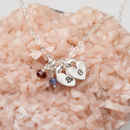 Cherished Hearts Initials Necklace {Sterling Silver}