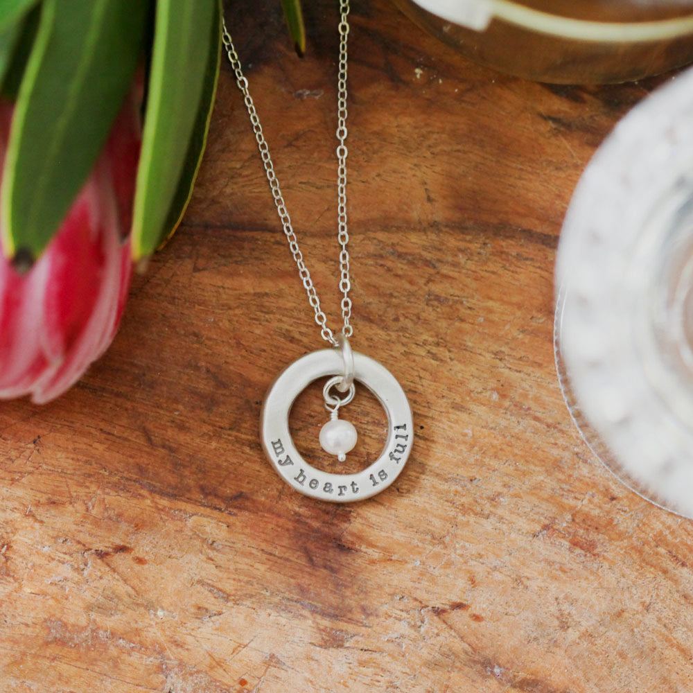 open circle pearl necklace {sterling silver}