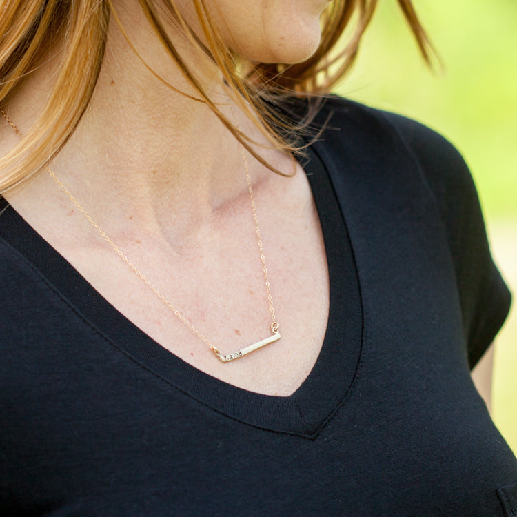 Personalized Cross Bar Necklace {10K Gold}