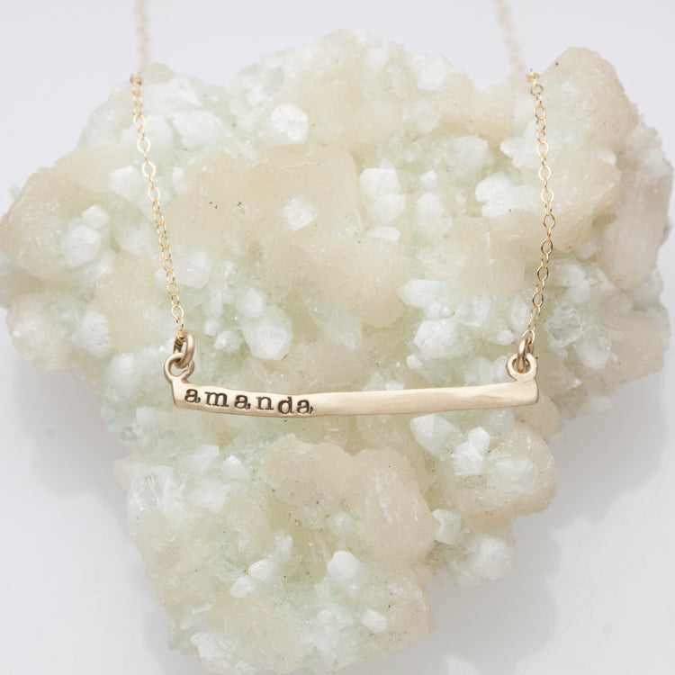 Personalized Cross Bar Necklace {10K Gold}