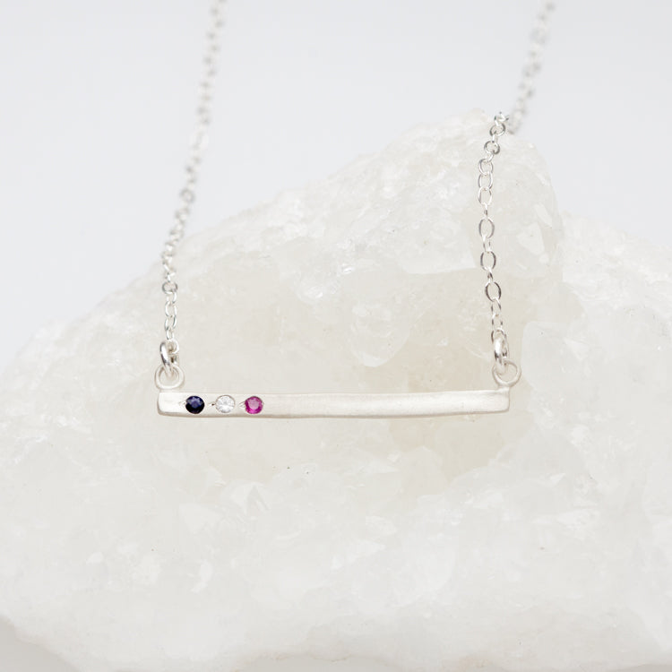 Cross Bar Birthstone Necklace {Sterling Silver}