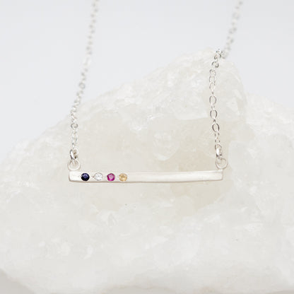 Cross Bar Birthstone Necklace {Sterling Silver}