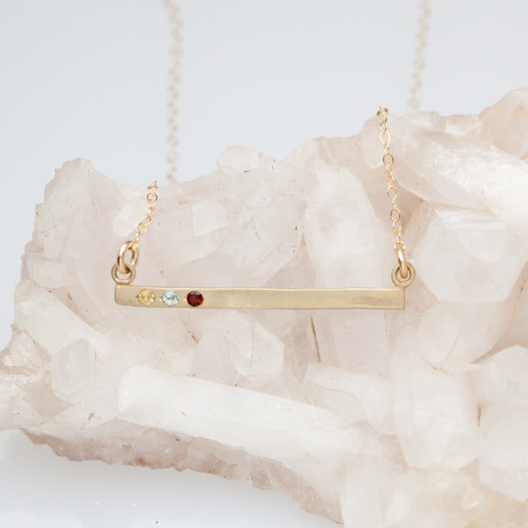 Cross Bar Birthstone Necklace {10K Gold}