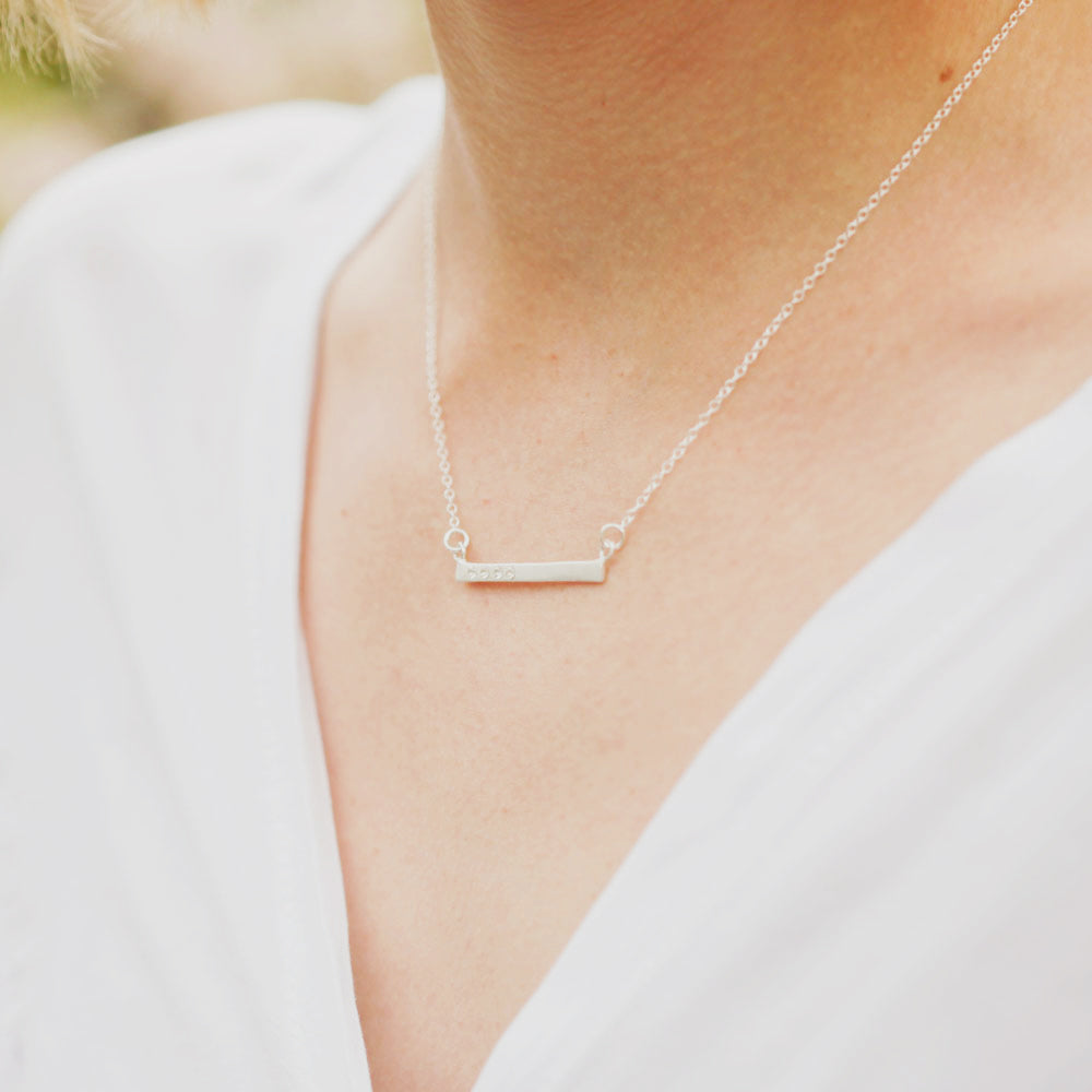 Cross Bar Crystal Necklace {Sterling Silver}