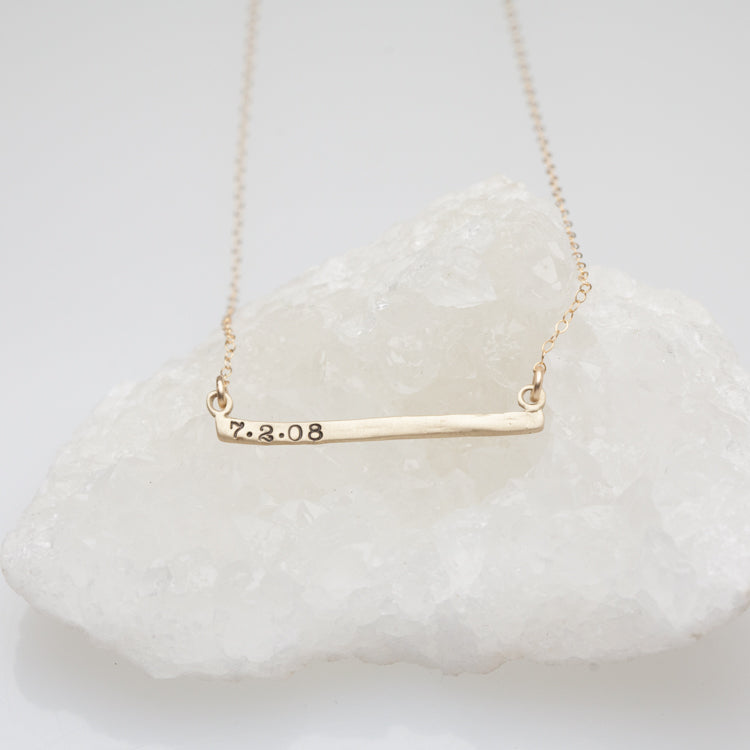 Personalized Cross Bar Necklace {14K Gold}