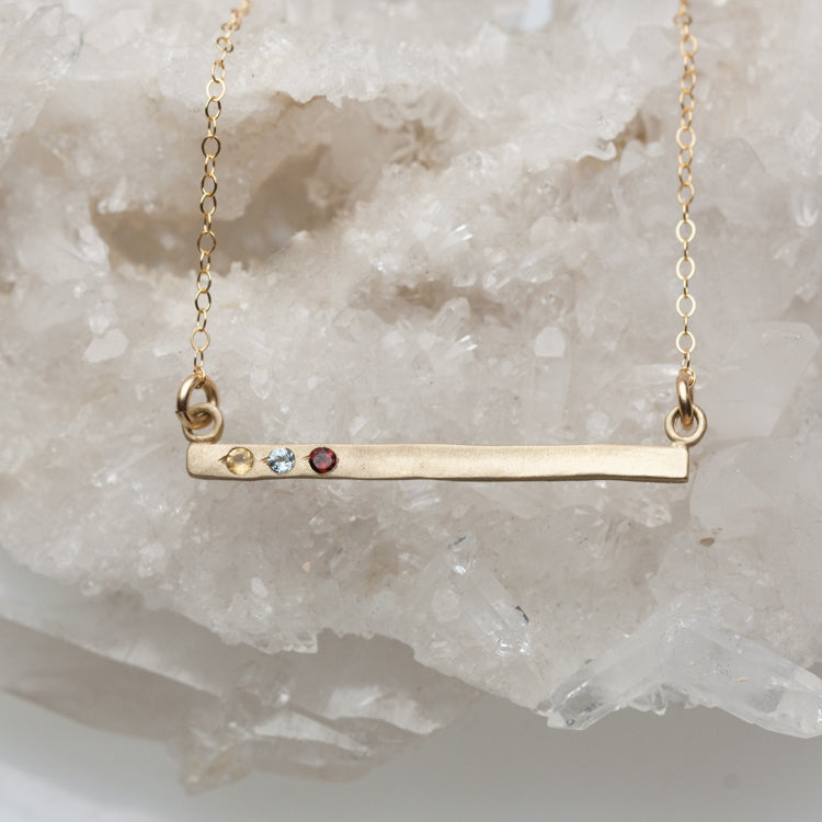 Cross Bar Birthstone Necklace {10K Gold}