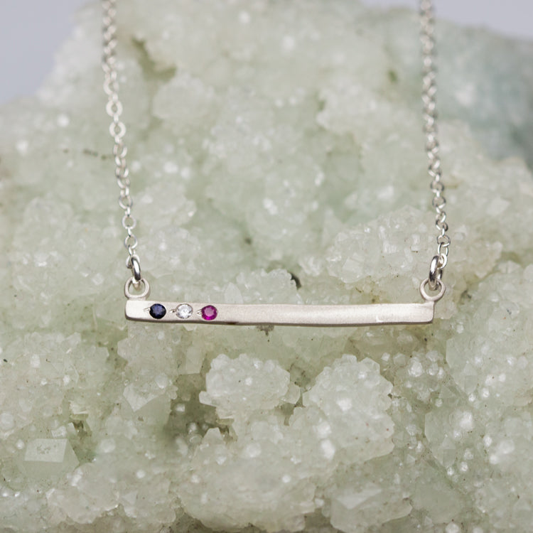 Cross Bar Birthstone Necklace {Sterling Silver}