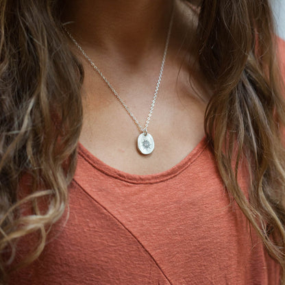 Sunburst Diamond Necklace {Sterling Silver}